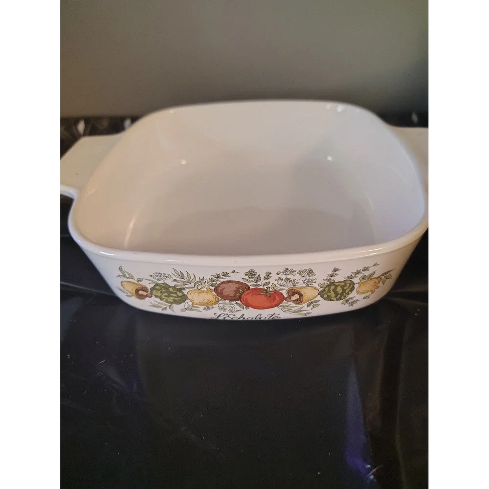 Vintage Corning Ware Spice of Life L'Echalote Square Casserole Dish Baker